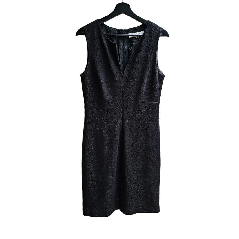 Trina Turk Black with Silver Flecks Sleeveless V-Neck Lined Dress Size 8